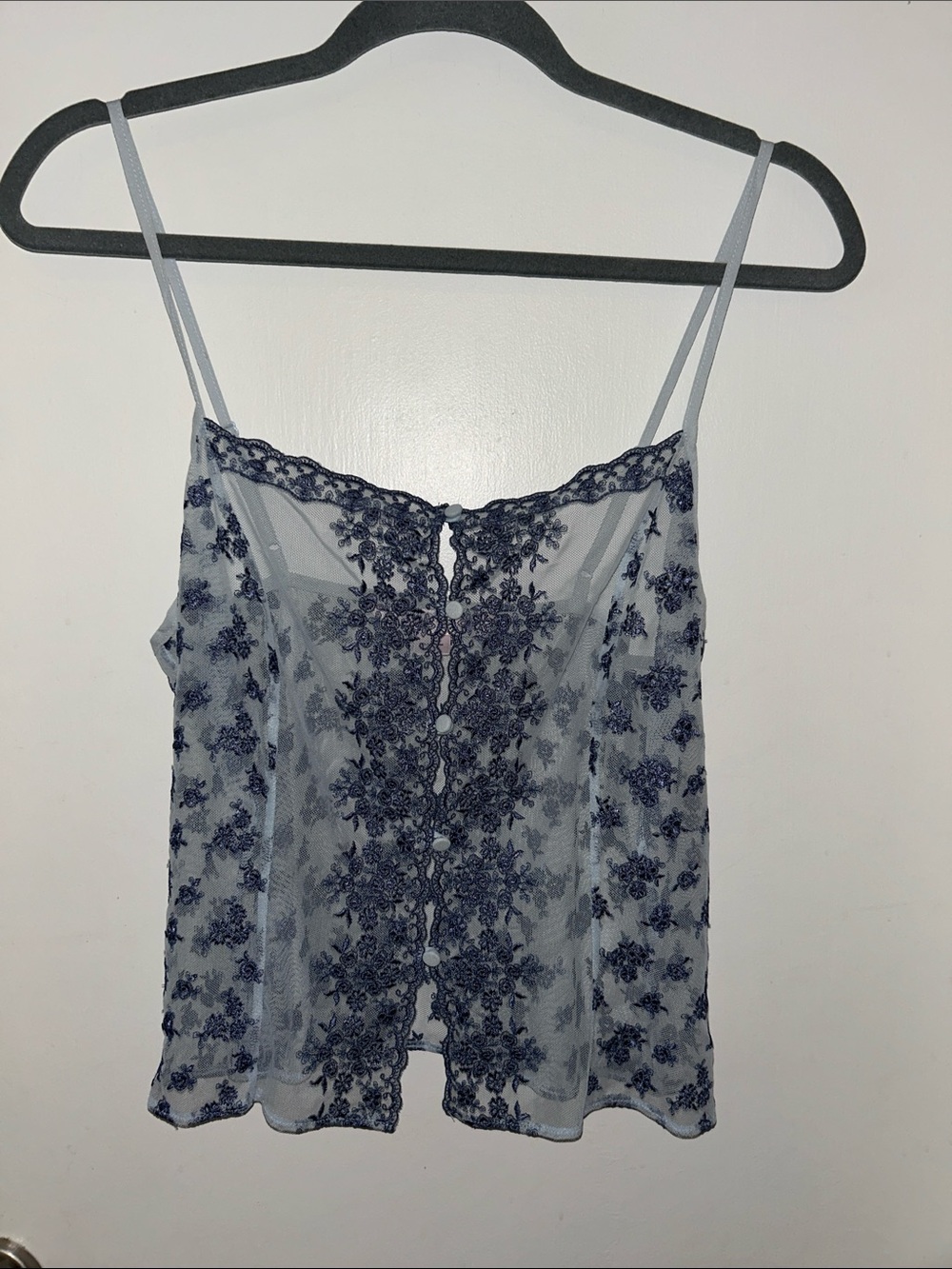 Victoria's Secret Vintage Y2K Blue Floral Lace Sheer Camisole Set NWOT